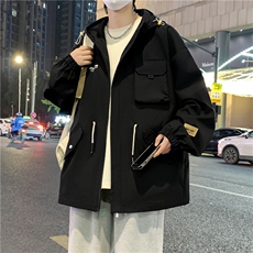 2026春秋款连帽夹克男潮牌大码工装A436-D1201-小码P65-大码P70，男装夹克，电商A436