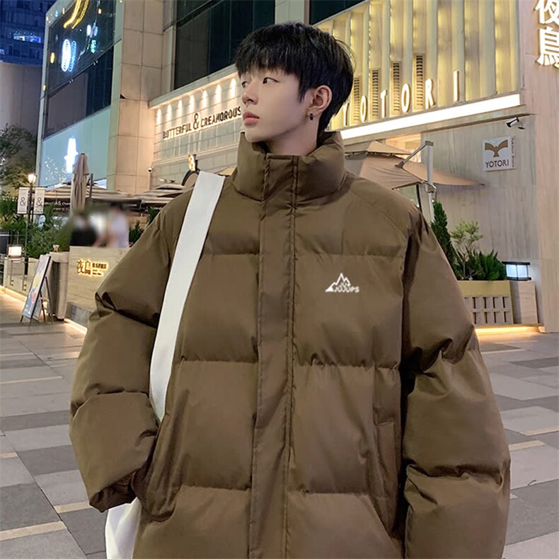 黑色立领潮牌羽绒面包服男女中性风基础款工装棉袄冬季情侣装棉衣,男装棉衣,星座715-4