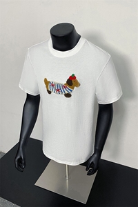 男生设计感刺绣狗狗短袖T恤 毛巾绣 9058-P25图片