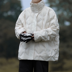 F53-P90 2024新款冬季菱形格棉服男款美式高街潮牌立领棉衣外套图片