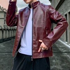 秋冬新款男皮夹克新潮休闲PU皮衣男装修身男士皮外套9912-P65，男装皮衣，电商A128