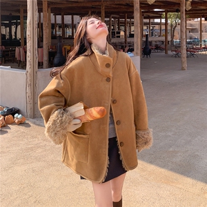 两面穿羊羔毛外套女2025冬季新款韩系复古皮毛一体加厚小个子棉服图片