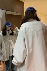 大码pu皮衣夹克钢印美式女复古oversize显瘦设计感情侣机车外套秋，女装皮衣，星座226-2