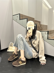 刘一一同款鞋女真皮新款拼色厚底运动休闲阿甘鞋老爹鞋学生潮鞋女图片