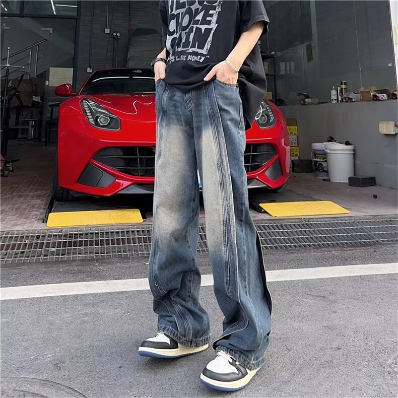 美式复古渐变牛仔裤男潮牌高街直筒oversize薄款T1664-P55,男装牛仔裤,星座1109-3