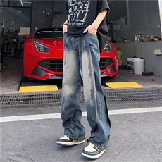 美式复古渐变牛仔裤男潮牌高街直筒oversize薄款T1664-P55，男装牛仔裤，星座1109-3