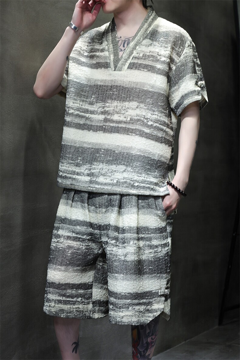 2026春季新款风男装新中式盘扣休闲套装短袖+短裤A96-P85,男装牛仔裤,电商B277(原6028)