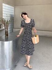 [现货]波点收腰显瘦连衣裙，两色、三个尺码，女装连衣裙，依柏璐(1F)