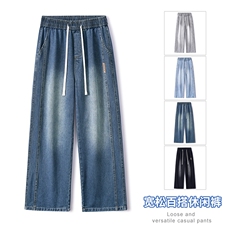 2025年秋季新款美式复古工装拼接牛仔宽松直筒休闲裤阔腿805-P44，男装工装外套，星座1006-1