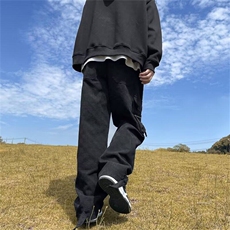 美式复古重工艺褪色斑点口袋工装阔腿裤女春季慵懒宽松直筒休闲裤，男装休闲裤，星座506A