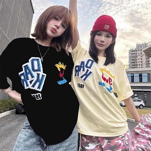 万针全刺绣工艺抖音得物高品质260克重磅纯棉双纱美式高街短袖T恤图片