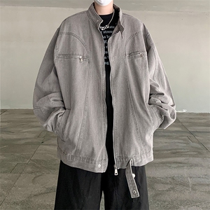F371 P70男生秋装新中式潮牛仔外套男复古宽松水洗图片