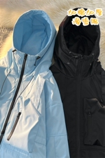 亮面防水连帽冲锋衣男保暖加棉加厚户外滑雪中性风衣外套M42-P165，男装棉衣，电商A001-1
