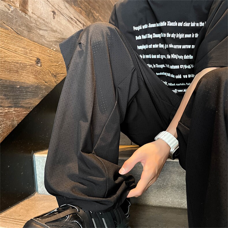 休闲裤男韩版潮流百搭裤子夏季坠感阔腿拖地长裤K04545-P43,男装休闲裤,星座308B-2