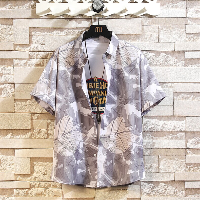 精品花衬衫男短袖夏季痞帅休闲上衣服外套翻领大码衬衣A012/P35,男装衬衫,电商A012