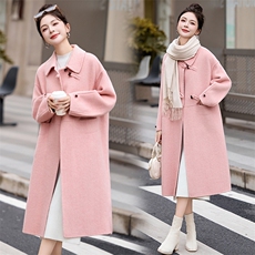 双面呢大衣女春装新款欧货韩系时尚气质小香风中长款翻领羊毛外套，女装羊绒大衣，尚娜萱