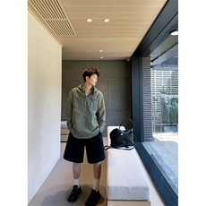 慵懒风绿色格子衬衫男高级感美式防晒衬衣连帽格纹衫W03，男装防晒衣，星座1116A（原606A-3）