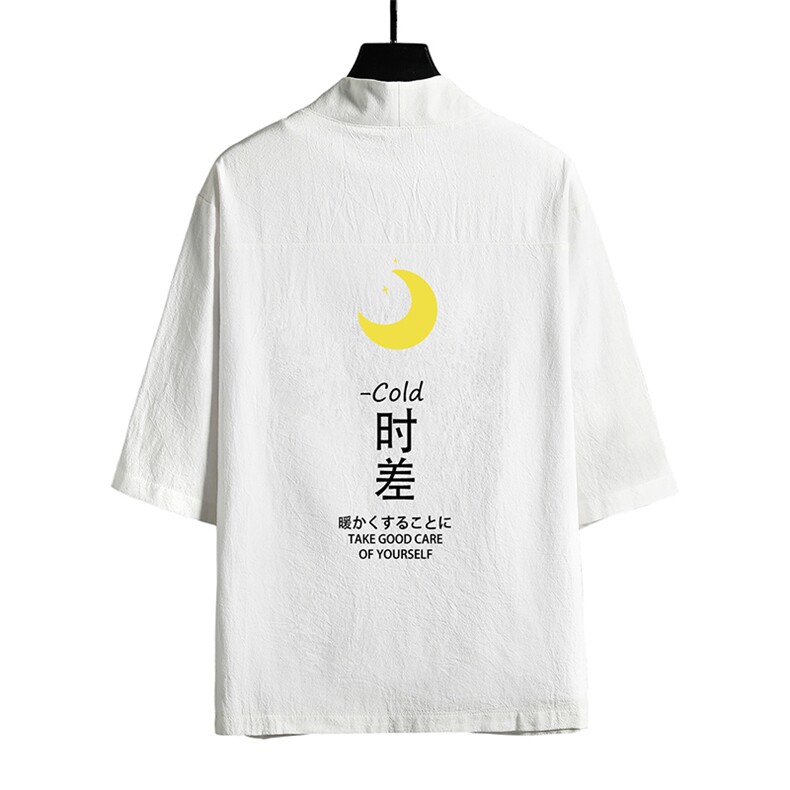HF59047-P40风汉服男开衫外套七分袖道袍网格挂拍,男装民族服装,电商A040A