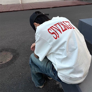 万针全刺绣解构设计260克重磅双纱纯棉高品质美式高街短袖T恤特35图片