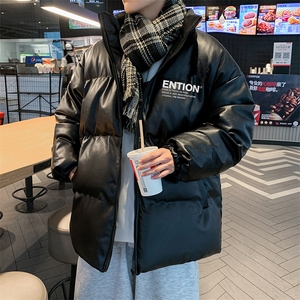 新款立领pu皮印花棉衣男秋冬季加厚面包服外套保暖棉服MY618-P115图片