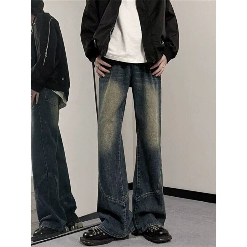 美式复古水洗小众牛仔裤高街百搭ins直筒阔腿裤KZ47995--TP40，男装牛仔裤，电商A247C