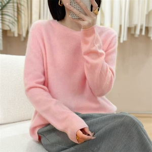 皇冠级纯山羊绒拉绒毛衣女秋冬温柔慵懒风宽松百搭套头羊绒衫图片