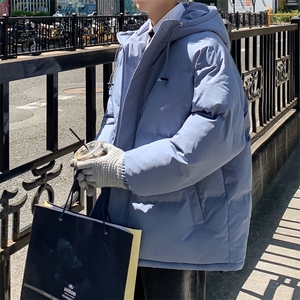 情侣连帽棉衣男宽松男士棉袄字母印花棉服冬季潮A266-WT09-P65图片
