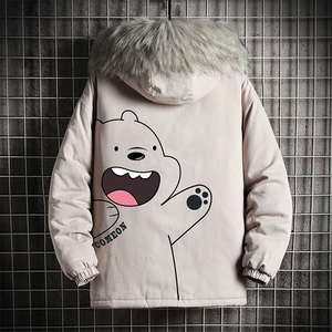 MM48131-P130 冬季大毛领衣男士大码加厚袄男服 网格挂拍图片