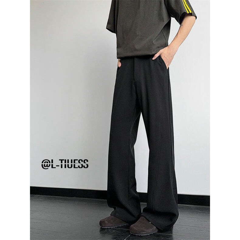 美式斜切微喇叭西裤高街cleanfit冰丝休闲裤子504-K246-特P39控78，男装西裤，星座504