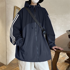 冲锋衣秋季侧条纹拼色夹克中性风户外防风连帽外套A436-8805-P75，男装夹克，电商A436