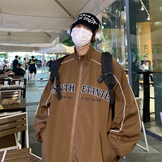 2025港风夜景字母印花宽松时尚立领防水夹克外套F345P65控88，男装夹克，电商A247