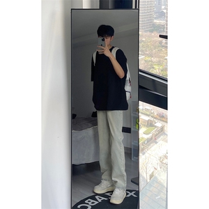 新款美式ins高街hiphop直筒黄泥牛仔裤货号K659P50图片