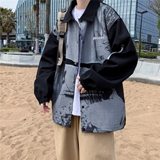 春秋翻领纽扣扎染夹克男潮牌宽松休闲百搭学生外套C1017，男装夹克，星座1116A-1（原606A）
