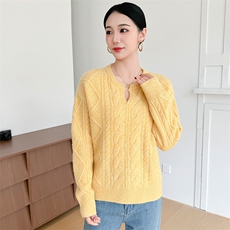 2025年秋季新款百搭女士V领套衫，女装针织衫/毛衣，米哆哆羊绒