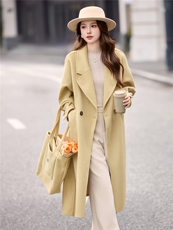 现货手工缝制冬季保暖新款时尚气质通列舒适西装双面呢大衣送包包，女装双面呢大衣，丽美静依