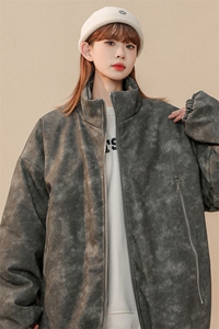 1PU皮复古做旧双侧金属拉链大码M-5XL加棉棉衣男MY77092P130控198图片