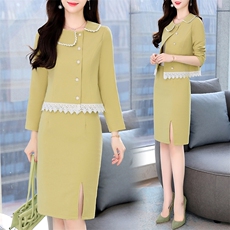 档口大量现货！2024春装新款时尚洋气甜美小香风两件套，女装套装/套裙，罗腾