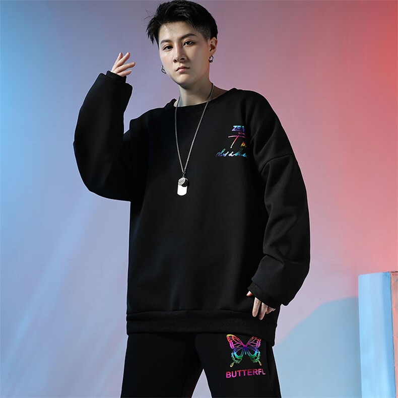 2021新款秋装圆领男卫衣国潮宽松秋季潮牌上衣春秋A436-C189-P30，男装卫衣，电商A436