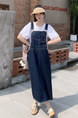 洋气减龄牛仔背带裙女2025夏季新款百搭直筒宽松薄款吊带连衣裙子，女装套装/套裙，慧尚依恋