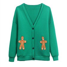 2022年春季长袖V领直筒开衫简约单件单排扣插肩袖弹力布，女装卫衣/绒衫，依倍林