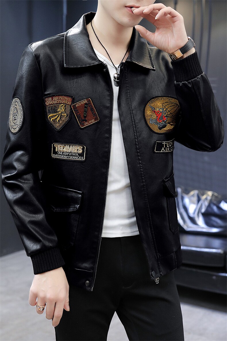 2021春季新款男士拉链皮衣潮流休闲外套电商A158-100,男装皮衣,星座310B-3