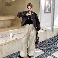 棕色复古美拉德短款皮衣外套女2025秋小个子又酷又飒圆领PU皮夹克，女装皮衣，慧尚2-185