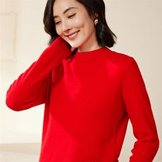 时尚百搭羊毛圆领宽松毛衣舒适保暖显瘦长袖针织衫，女装羊毛衫，北娇羊绒