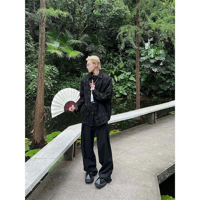 NECOYEP2025中式风小香风痞帅长袖毛边外套男女宽松小众上衣,女装短外套,星座506A