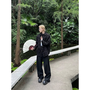 NECOYEP 2025中式风小香风痞帅长袖毛边外套男女宽松小众上衣图片