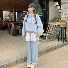 蓝色卫衣运动套装女春秋2025新款休闲高级感减龄两件套爆款流行，女装套装/套裙，2C213