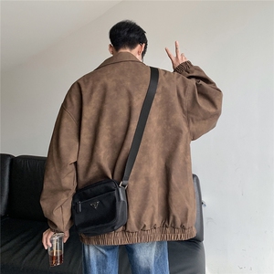 港风哑光皮金属扣设计大码夹克男水洗雪花皮衣男JK8741P130控168图片