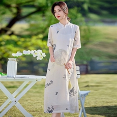 2026年春季苎麻旗袍文艺/优雅，女装汉服/婚纱/旗袍/礼服，江南依恋