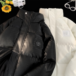 摆拍鳄鱼皮加厚pu皮棉衣男士皮棉服青少年男棉袄外套-6610--P120