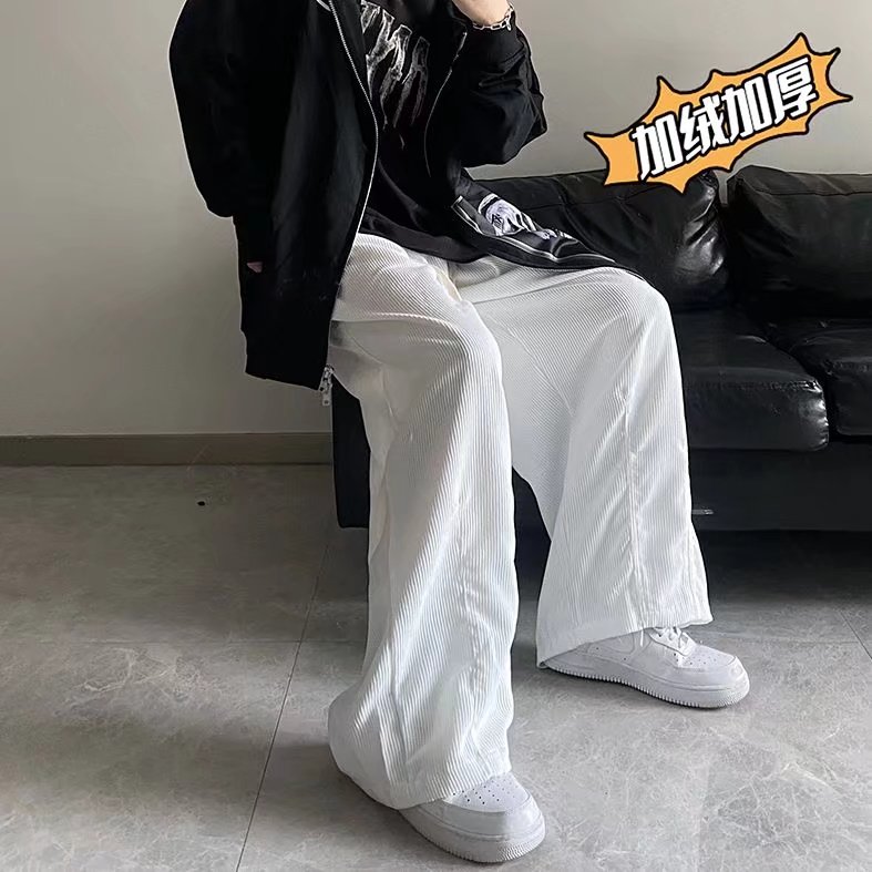 美式复古灯芯绒裤子男ins潮牌秋冬季直筒拖地裤加厚A388加绒P40,男装休闲裤,星座1116-2